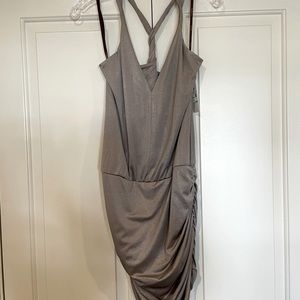 Ruched Gold Shimmer Party Dress